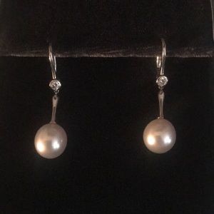 Tiffany Diamond & Pearl Earrings